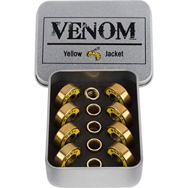 Imagem de Jaqueta amarela Premium Skateboard Bearings – Revestimento de titânio, bolas de cerâmica – Pro Longboard – Alta velocidade, precisão para skates, longboards, skates, patins, Gold Venom - Washers and Spacers