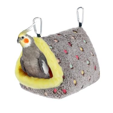 Imagem de MEWTOGO Casa de ninho de pássaros média quente - Cama aconchegante para gaiola com tapete, rede suspensa cabana de refúgio para periquito monge periquito periquito rosa periquito simples periquito sol