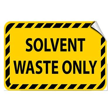 Imagem de Adesivo de adesivo de etiqueta de resíduos de perigo apenas para resíduos solventes adere a qualquer superfície