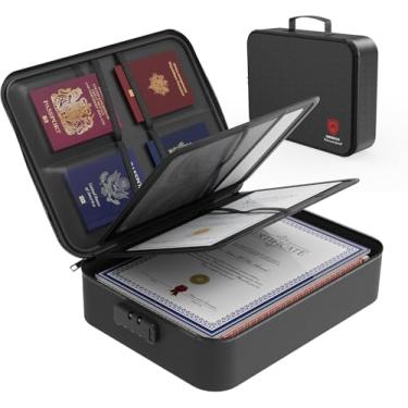 Imagem de Caixa de documentos à prova de fogo com fechadura, bolsa segura para arquivos para casa, organizador de documentos importantes, multicamadas, caixa de pasta de arquivos de armazenamento de papel para