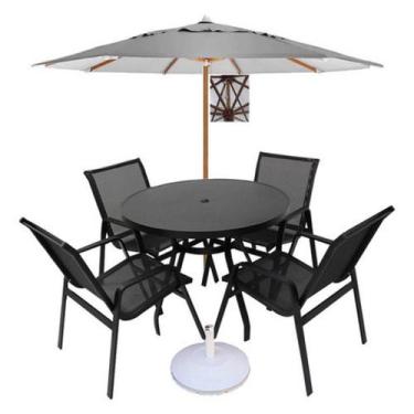 Imagem de Jogo de Mesa e Cadeiras Piscina e Jardim em Alumínio e Tela Sling Resi