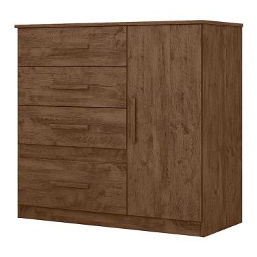 Imagem de Cômoda Sapateira Vênus 1 Porta e 4 Gavetas - Moval Castanho Wood