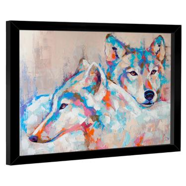 Imagem de Quadro Decorativo Casal de Lobo Aquarela