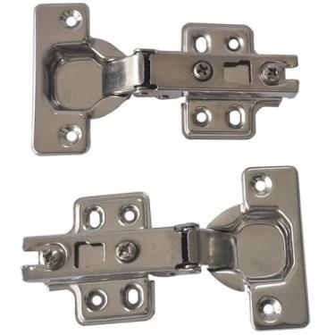 Imagem de 2Pçs Dobradiça Para Armário Aço Inox Caneco 35Mm Reto - Fácil Negócio 