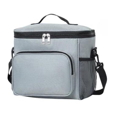 Imagem de Bolsa Térmica para Marmita, Grande Capacidade, com Alça de Ombro, para Trabalho, Passeio e Escola (CINZA)