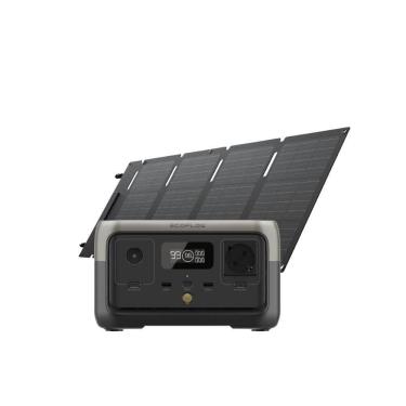 Imagem de Kit Estação de Energia Portátil River 2 Ecoflow Com Painel Solar Dobrável 45W USB C, Bateria LiFePO4 e Carregamento Rápido em 1h