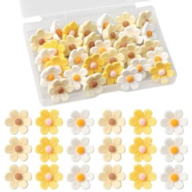 Imagem de 30 peças de pinos de pressão de flores fofos, tachas decorativas para polegar, alfinetes divertidos para quadro de avisos, fotos, pôsteres de parede, quadro de cortiça, decoração de escritório, mapas