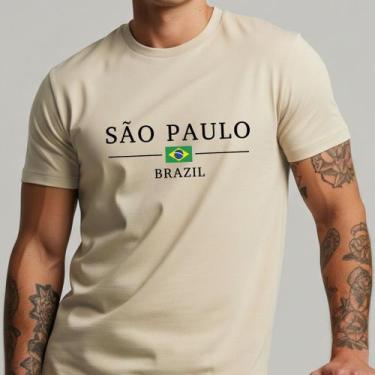 Imagem de Camiseta Masculina São Paulo Brazil Estilo Casual Estampa Bandeira - Y