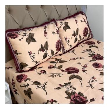 Imagem de Jogo de Colcha Casal Box Linhão com Franja e Fronhas Algodão – Cobre Leito Estampado Dupla Face, Macio e Durável(MODELO - 26)