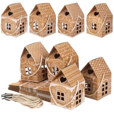Imagem de Gersoniel 24 caixas de presente de Natal, casa de pão de gengibre, mini caixa de lembrancinha de festa de Natal, pequeno recipiente de presente de papelão para festa de Natal, Natal, festa, petisco