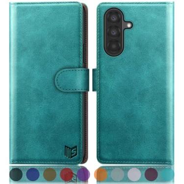 Imagem de SUANPOT Capa carteira compatível com Samsung Galaxy A56 com suporte de cartão de crédito com bloqueio de RFID, capa protetora de couro PU flip book mulheres homens para Samsung A56 capa de telefone