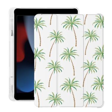Imagem de Linda capa Palm Tree Beach para iPad Pro de 13 polegadas M4 2024 (7ª geração) com suporte para lápis, hibernar/despertar automático, capa traseira de poliuretano termoplástico macio de couro