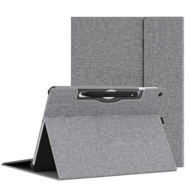 Imagem de Forubar Capa de tablet para Microsoft Surface Pro 1ª edição 2025 de 12 polegadas, couro PU e capa protetora rígida para laptop com suporte integrado em vários ângulos e suporte para caneta (cinza)