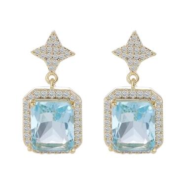 Imagem de SA HEXISHIJIA Brincos de gota de pedra azul para mulheres joias pendentes, Large, Aço inoxidável, Sem pedra preciosa