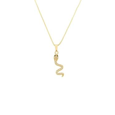 Imagem de Colar Pingente Cobra com Pedras de Zircônia, Semijoia Banhada a Ouro 18K – Elegante e Delicado, Ideal para Presentear ou Usar no Dia a Dia.