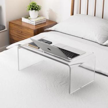 Imagem de GETCK - Mesa de acrílico - Móveis modernos multiuso - Mesa lateral transparente - 61 cm C x 35 cm L x 30 cm A