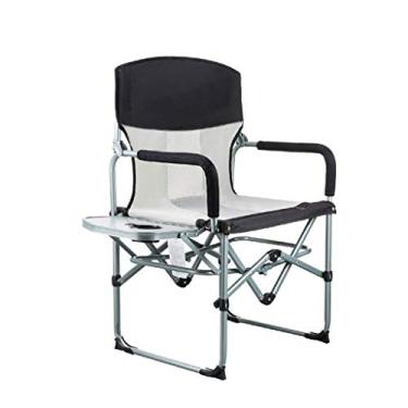Imagem de Cadeira de praia dobrável portátil para acampamento, compacta, resistente, com mesa lateral, suporta 130 kg, cadeira portátil para acampamento e atividades ao ar livre
