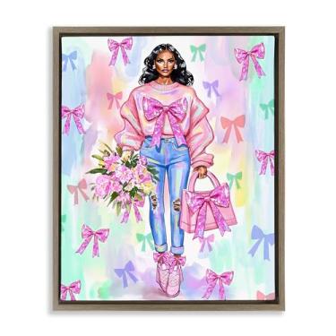 Imagem de Stupell Industries Fita Feminina Ilustração de Moda Marrom Emoldurado Tela Flutuante Design de Arte de Parede por Jess Stempel, 21 x 17