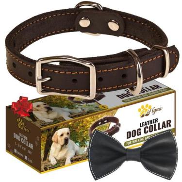 Imagem de Coleira de cachorro ADITYNA Heavy Duty Black Leather para cães pequeno