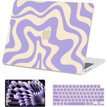Imagem de AKIT Compatível com MacBook Air 13 polegadas 2025 2024-2022 M4 M3 M2 A3240 A3113 A2681, capa rígida para laptop padrão + protetor de tela + capa de teclado para MacBook Air 13,6 polegadas 2025, Violet