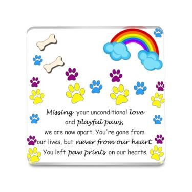 Imagem de FEELMEM Estampa de pata de cachorro presente memorial decoração de mesa de escritório presentes de luto para animais de estimação presentes de simpatia perda cachorro placa de decoração de mesa