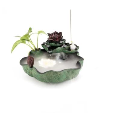 Imagem de Fonte de mesa para relaxamento interno fonte de cachoeira de lótus com aquário circulante para casa e escritório, fonte de mesa interna