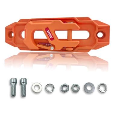 Imagem de XYCLE Guincho Fairlead com gancho de reboque, 7075 alumínio Hawse Fairlead com gancho de guincho forjado de aço de liga de alta resistência, gancho de guincho 9071.8 kg (laranja)