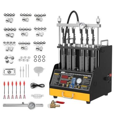 Imagem de Máquina de limpeza e testador de injetor de combustível, testador de limpeza de injeção de sistema de combustível de 6 cilindros com aquecimento de fluido de limpeza, 3 funções de limpeza e 10 funções