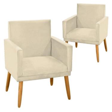 Imagem de Kit 2 Poltronas Decorativa Nina CR suede bege para casa - JBL ESTOFADO