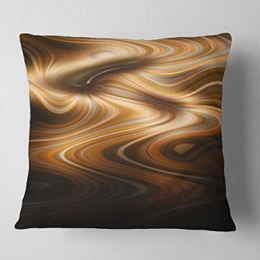 Imagem de Designart Manta abstrata com textura de ondas curvadas marrom para sala de estar, sofá, enchimento de almofada de alta qualidade + capa de almofada impressa em ambos os lados 45,72 x 45,72 cm