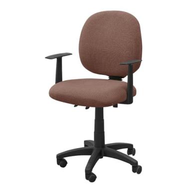 Imagem de Lzyjckh Capa para Cadeira de Escritório e Computador Capa Elástica Elástica 2 Peças Capas Elásticas Universais para Assento de Cadeira de Mesa Protetor de Móveis para Escritório e Casa,Brown