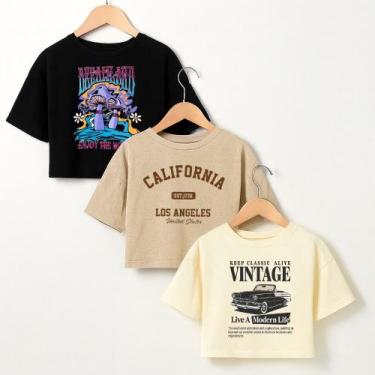 Imagem de Kit 3 Croppeds Algodão Estampados 1008 Variados Vintages Tumblr 100% A