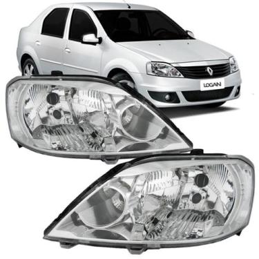 Imagem de Farol Renault Logan 2011 2012 2013 Cromado - SP ACESSÓRIOS, Esquerdo