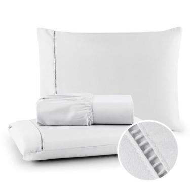 Imagem de Conjunto de Cama Queen 400 Fios 3 Peças Ponto Palito - Charme do Lar, 