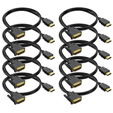 Imagem de Cabo HDMI para DVI 0,9 m, pacote com 10, adaptador bidirecional DVI para HDMI 1080p vídeo de alta velocidade compatível com computador, PC, Raspberry Pi, Roku, Xbox One, PS4 PS3, placa de vídeo