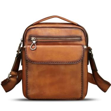 Imagem de Bolsa mensageiro de couro genuíno para homens, bolsa tiracolo vintage, bolsa masculina, Marrom