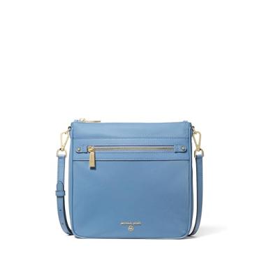 Imagem de Michael Kors Bolsa tiracolo grande com pingente Jet Set, ferragens douradas/nylon milano/azul francês