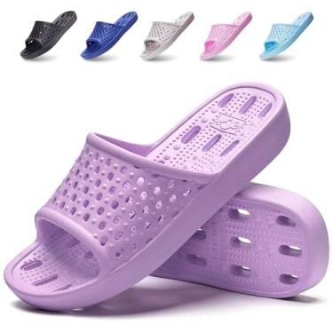 Imagem de Xomiboe Sapatos de banho, secagem rápida, antiderrapante, confortável, para homens e mulheres, chinelos de casa, Roxa, 5-5.5 Women/4-4.5 Men