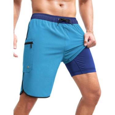 Imagem de Calção de banho masculina SILKWORLD Quick Dry Blue