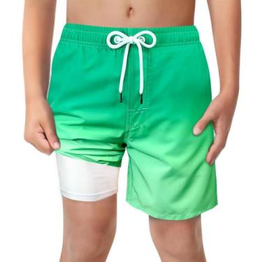 Imagem de Calções de banho LUCOWEE Boys Ombre verde claro com shorts macios tama