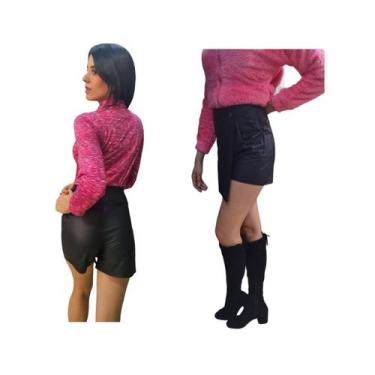 Imagem de Saia curta de couro feminina preta Ecocuero - Lightbek Official Store