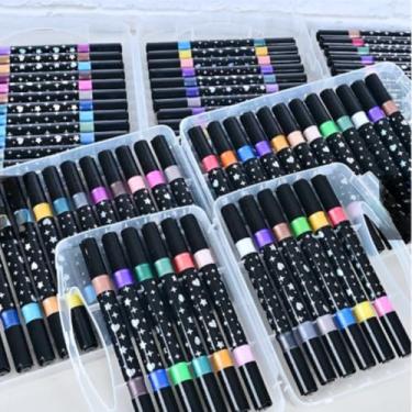 Imagem de Canetas Brush com Glitter Ponta Dupla 12 Canetas e 24 Cores