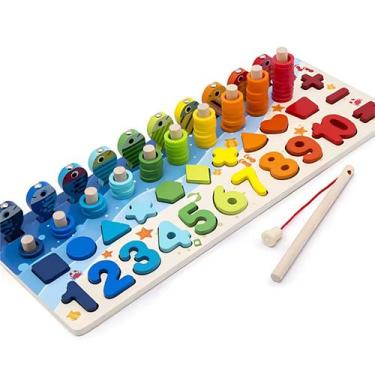 Imagem de Brinquedo Montessori Educativo Pedagógico Tabuleiro Madeira - Robomix