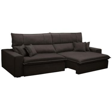Imagem de Sofá Retrátil Reclinável Para Sala 3 Lugares 230cm Aisha F04 Veludo Marrom Escuro - Lyam Decor