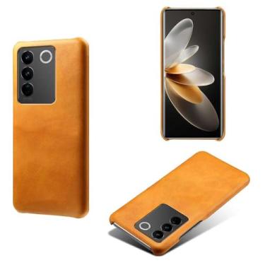 Imagem de Capa para vivo S16,Proteção contra quedas,Casca de volta de cor sólida simples,Design de couro de imitação de plástico-Orange