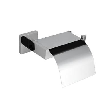 Imagem de Conjunto de acessórios para banheiro quadrado de aço inoxidável cromado, toalheiro, barra de toalha, porta-lenços, gancho para roupão, acessórios de decoração de banho, porta-papel B