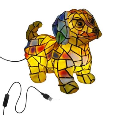 Imagem de ZFLYCANP Lâmpada para mesas de cabeceira, lâmpada corgi de resina manchada, luz noturna de pug, lanterna de mesa com tema engraçado, luz artística de série de cães para amantes de cães (Dachshund)