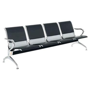 Imagem de Cadeira Longarina Com Est Cromada 4 Lugar Preto - MAK DECOR