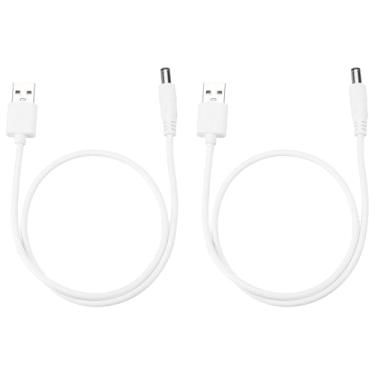 Imagem de DMiotech Pacote com 2 cabos de alimentação USB para CC de 5,5 mm x 2,1 mm 0,5 m, cabo de carregamento universal para roteadores, alto-falantes, eletrodomésticos e industriais, branco