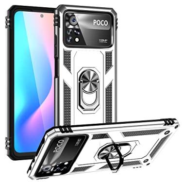 Imagem de SORAKA Capa para Xiaomi POCO X4 Pro 5G com suporte de anel invisível e placa de metal para montagem magnética em carro Capa rígida para PC Capa Xiaomi POCO X4 Pro 5G Capa